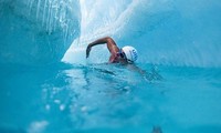 Người đàn ông bơi giữa lớp băng ở Nam Cực