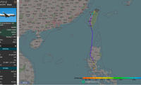 Hành trình của chiếc máy bay C-40A từ Philippines đến Đài Loan được đưa lên Facebook. (Ảnh: Taiwan News)