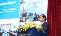 Bộ trưởng Ngoại giao Bùi Thanh Sơn phát biểu khai mạc Hội nghị Ngoại vụ toàn quốc lần thứ 20. (Ảnh: Như Ý)