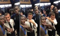 Benjamin Mendy ‏và Paul Pogba dạy Tổng thống Macron nhảy "dab" ăn mừng chiến thắng.