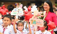 Trường tiểu học Thăng Long, quận Hoàn Kiếm, Hà Nội tổ chức lễ đón học sinh lớp 1, ngày 22/8/2022 Ảnh: Như Ý