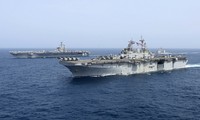 Nhóm tàu chiến Mỹ diễn tập gần Iran. Ảnh: US Navy.