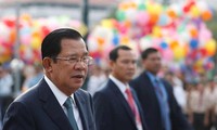 Thủ tướng Campuchia Hun Sen dự một sự kiện tại Phnom Penh. Ảnh: Reuters
