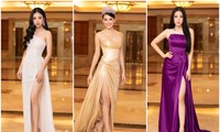 Đồng loạt diện váy xẻ cao, dàn hậu đình đám khoe chân dài tại họp báo Hoa Hậu Việt Nam