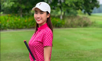 Hoa hậu Đỗ Mỹ Linh năng động trên sân golf