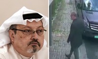 Jamal Khashoggi (trái) và cảnh ông bước vào lãnh sự quán Ả Rập Saudi ở Istanbul trên camera an ninh (phải). 