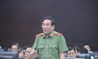 Thiếu tướng Vũ Xuân Viên - Giám đốc Công an thành phố Đà Nẵng nói về tình hình tội phạm cho vay nặng lãi trên địa bàn. Ảnh Nguyễn Thành