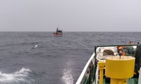 Tàu KN 467 đang lai kéo tàu cá BĐ 98658 TS vào bờ trong sáng 29/10