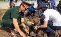 ĐVTN các lực lượng tham gia trồng cây phòng hộ đê tại ngày hội