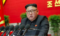 Ông Kim Jong Un hôm phát biểu khai mạc đại hội đảng. (Ảnh: Reuters)