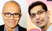 Hai CEO công nghệ Sundar Pichai (trái) và Satya Nadella. (Ảnh: Economic Times)