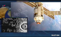 Hình ảnh mô-đun Nauka trong quá trình cập bến ISS. (Ảnh: Roscosmos)