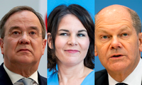 (Từ trái sang) các ứng viên Armin Laschet (CDU), Annalena Baerbock (đảng Xanh), Olaf Scholz (Dân chủ xã hội). (Ảnh: AP) 