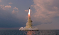 Hình ảnh thử tên lửa mà báo chí Triều Tiên đăng tải. (Ảnh: KCNA)