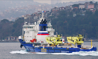 Tàu hậu cần Vsevolod Bobrov của Hải quân Nga khi đang ở khu vực biển của Thổ Nhĩ Kỳ vào tháng 1 năm nay. (Ảnh: Reuters)