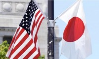 Quốc kỳ của Mỹ và Nhật Bản. (Ảnh: Kyodo)