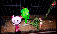 Hoa và thú bông được đăng ở nơi tưởng niệm nữ sinh bị cưỡng hiếp và sát hại dã man ở Tonneins, miền nam nước Pháp. (Ảnh: Reuters)