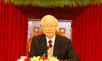 Tổng Bí thư Nguyễn Phú Trọng tại cuộc điện đàm. (Ảnh: TTXVN)