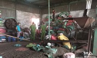 Cơ sở trộn pin vào cà phê phế thải.