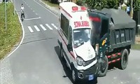 Hình ảnh vụ tai nạn cắt từ camera giám sát giao thông trên giao lộ Phạm Văn Cội và Bùi Thị Điệt. Ảnh: H.T.