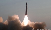 Hình ảnh tên lửa Triều Tiên phóng thử ngày 25/3. Ảnh: Yonhap