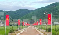 Đường quê rợp cờ đỏ sao vàng mừng ngày Quốc khánh 2/9