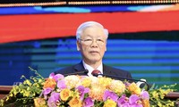Tổng Bí thư, Chủ tịch nước Nguyễn Phú Trọng phát biểu tại lễ kỷ niệm. - Ảnh: Trọng Tài