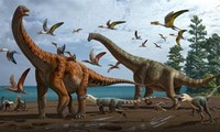 Hình minh họa của một nghệ sĩ về hai loài khủng long Silutitan sinensis (trái) và Hamititan xinjiangensis (phải)