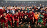 U23 Việt Nam ăn mừng sau chiến thắng. Ảnh: Như Ý