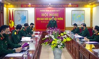 Trung tướng Vũ Hải Sản chủ trì Hội nghị bàn giao chức danh Hiệu trưởng Trường Quân sự Quân khu 3. 