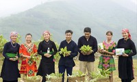An Thái Tuấn (thứ tư từ trái sang) đã thành công với việc phát triển sản phẩm từ cây đại bi Ảnh: NVCC 