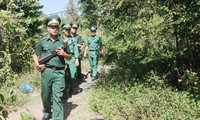 Lực lượng biên phòng TP Ðà Nẵng xuyên rừng Hải Vân truy tìm đối tượng Triệu Quân Sự Ảnh: Nguyễn Thành