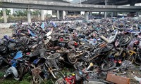 Xe máy đủ loại bị tịch thu ở Thâm Quyến, Quảng Ðông (ảnh chụp tháng 4/2016). Ảnh: Daily Mail