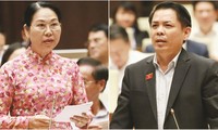 Ðại biểu Quốc hội Nguyễn Thanh Thủy và Bộ trưởng Nguyễn Văn Thể. Ảnh: TN