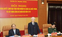 Tổng Bí thư, Chủ tịch nước Nguyễn Phú Trọng, Bí thư Quân ủy Trung ương phát biểu khai mạc Hội nghị.