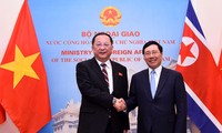 Phó Thủ tướng, Bộ trưởng Phạm Bình Minh hội đàm với Bộ trưởng Ngoại giao Triều Tiên Ri Yong Ho ngày 30/11 tại Hà Nội. Ảnh: Như Ý