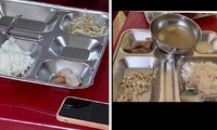 Hình ảnh suất ăn trưa dành cho học sinh Trường tiểu học Xuân Phú được đăng tải trên mạng xã hội