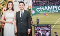 Hoa hậu Đỗ Mỹ Linh lần đầu lộ diện sau đám cưới, mừng đội bóng của ông xã vô địch