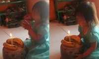 Mẹ không thể mua bánh, cô bé 3 tuổi vui vẻ mừng sinh nhật với 3 quả chuối