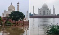 Video nước ngập đến tường của Đền Taj Mahal ở Ấn Độ lần đầu tiên sau 45 năm