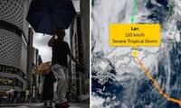 Những hình ảnh đầu tiên khi bão Lan đổ bộ Nhật Bản: Sóng cực lớn, mưa 24 giờ bằng 3 tháng