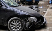 Chiếc xe Toyota Camry do nữ tài xế điều khiển gây ra vụ tai nạn chết người sáng 10/5.