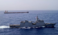 Ấn Độ triển khai tàu chiến đến Vịnh Ba Tư giữa căng thẳng Mỹ và Iran. Ảnh: Twitter