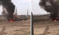 Xe tăng T-72 của Nga bốc cháy khi tập trận