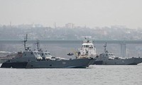 Các tàu đổ bộ của Hải quân Nga. Ảnh: Reuters