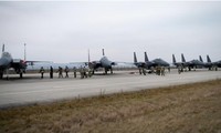 Máy bay của Phi đội máy bay chiến đấu số 336 của Không quân Mỹ đến Romania, ngày 15/12/2021. Ảnh: Không Quân Mỹ