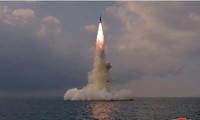 Triều Tiên phóng thử thành công một tên lửa đạn đạo từ tàu ngầm hồi tháng 10/2021. Ảnh: KCNA
