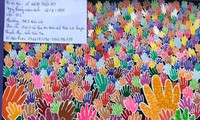 Tác phẩm: Cùng chung tay phòng chống dịch Covid-19 - Võ Đặng Thúy An, lớp 9/1 Trường THCS Hòa Lợi, huyện Thạnh Phú, tỉnh Bến Tre.