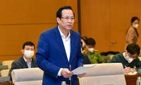 Bộ trưởng Bộ LĐ-TB&XH Đào Ngọc Dung báo cáo tại phiên họp