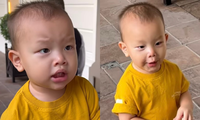 &quot;Cây hài nhí&quot; Leon tập nói siêu cưng, làm một hành động với ba Kim Lý nhận về &quot;bão like&quot;